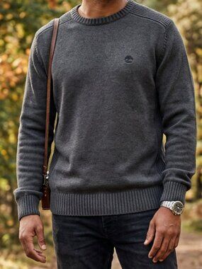 Timberland 100% Cotton Grey Crewneck Sweater